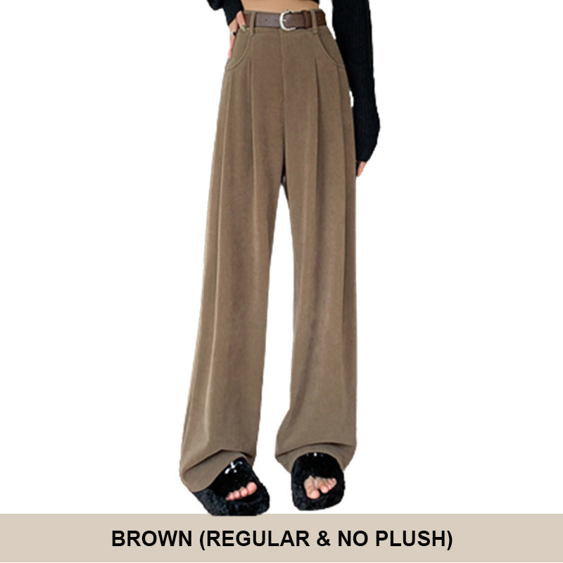 Women’s Wide Leg Corduroy Pants High Waist Plush Comfort