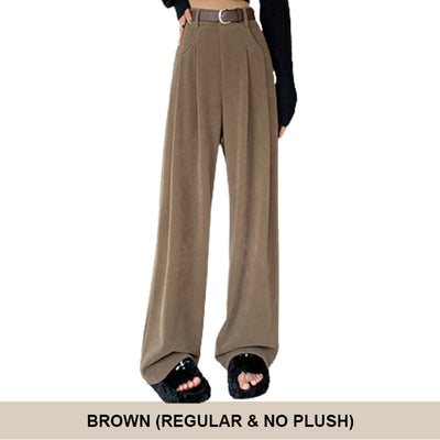 Women’s Wide Leg Corduroy Pants High Waist Plush Comfort