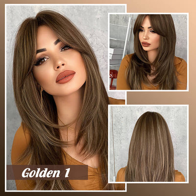 Long Hair Wig Layered Style With Bangs For Natural Look