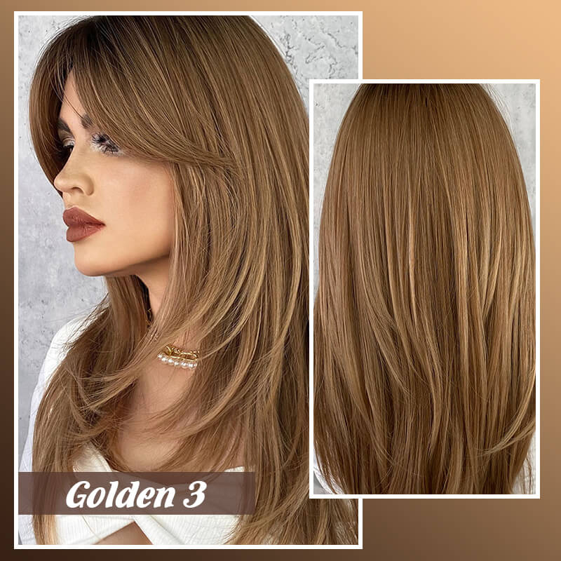Long Hair Wig Layered Style With Bangs For Natural Look
