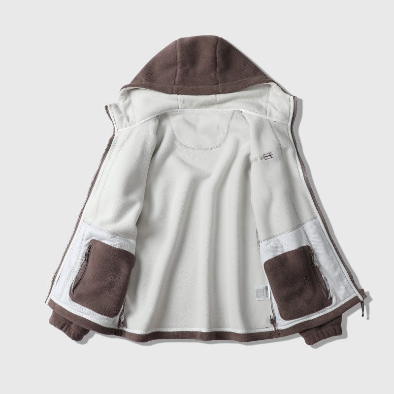 Men's Faux Fleece Hooded Jacket Double Faced Warm Winter Coat