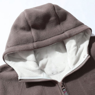 Men's Faux Fleece Hooded Jacket Double Faced Warm Winter Coat