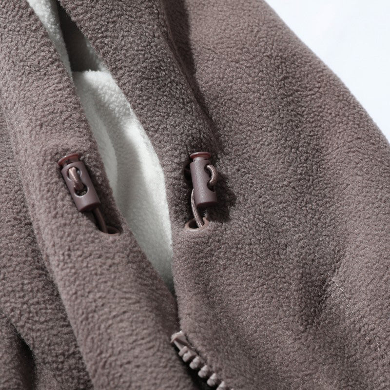 Men's Faux Fleece Hooded Jacket Double Faced Warm Winter Coat