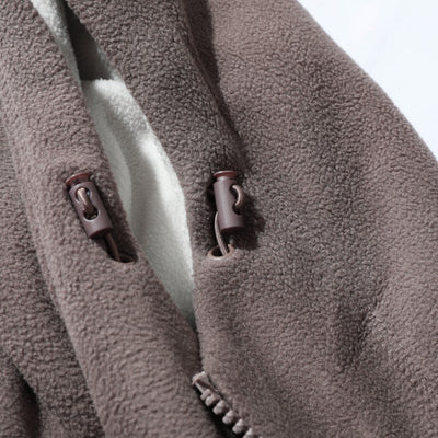 Men's Faux Fleece Hooded Jacket Double Faced Warm Winter Coat