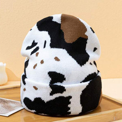 Unisex Knit Warm Hat Cow Print Leopard Print Cozy Winter Cap