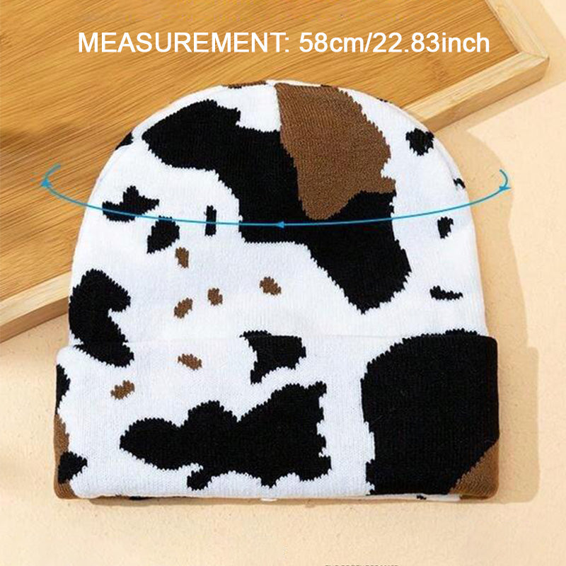 Unisex Knit Warm Hat Cow Print Leopard Print Cozy Winter Cap