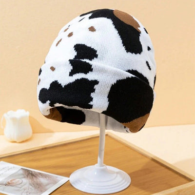 Unisex Knit Warm Hat Cow Print Leopard Print Cozy Winter Cap