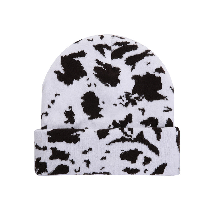 Unisex Knit Warm Hat Cow Print Leopard Print Cozy Winter Cap