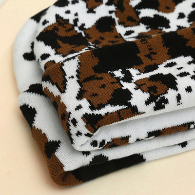 Unisex Knit Warm Hat Cow Print Leopard Print Cozy Winter Cap
