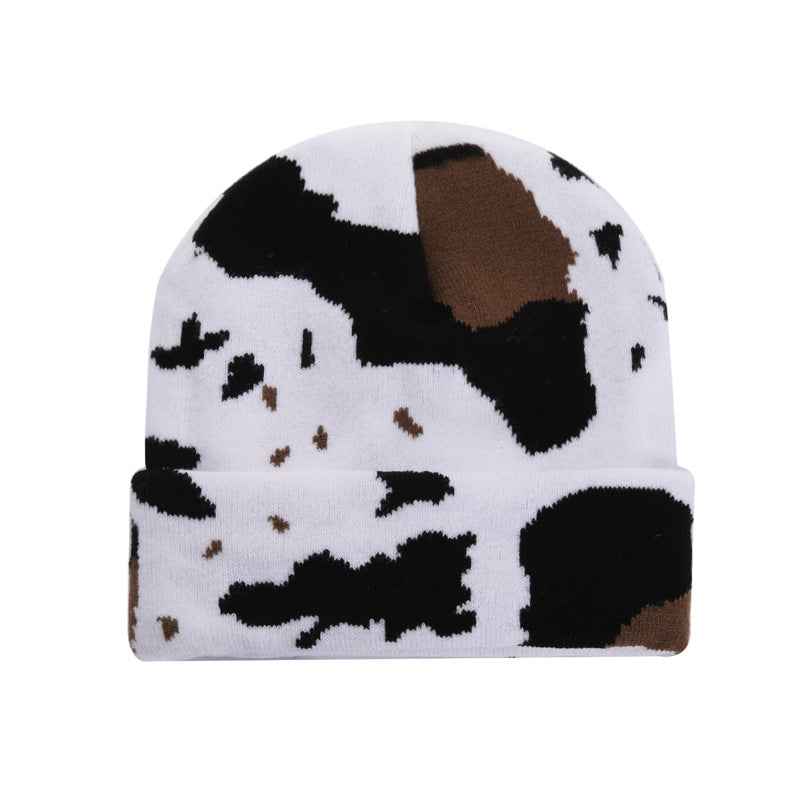 Unisex Knit Warm Hat Cow Print Leopard Print Cozy Winter Cap