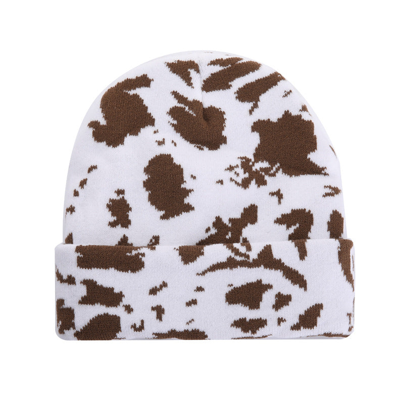 Unisex Knit Warm Hat Cow Print Leopard Print Cozy Winter Cap