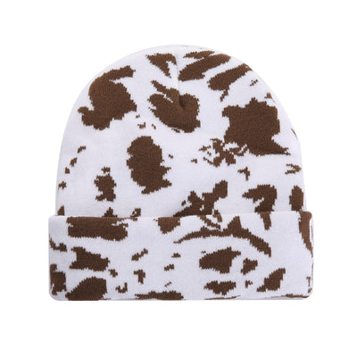 Unisex Knit Warm Hat Cow Print Leopard Print Cozy Winter Cap