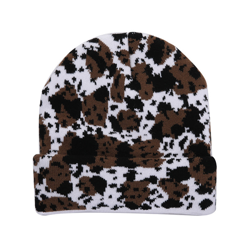 Unisex Knit Warm Hat Cow Print Leopard Print Cozy Winter Cap