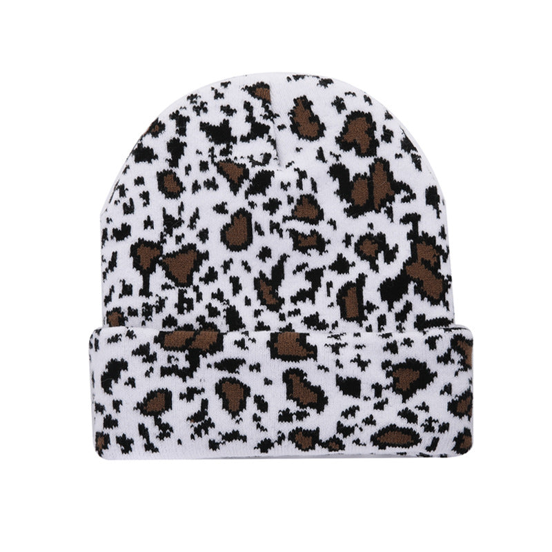 Unisex Knit Warm Hat Cow Print Leopard Print Cozy Winter Cap
