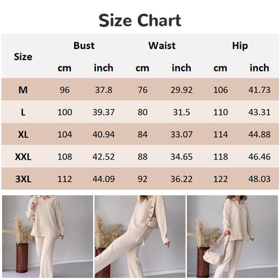 V Neck Casual Slit Knitted Two Piece Set For Women