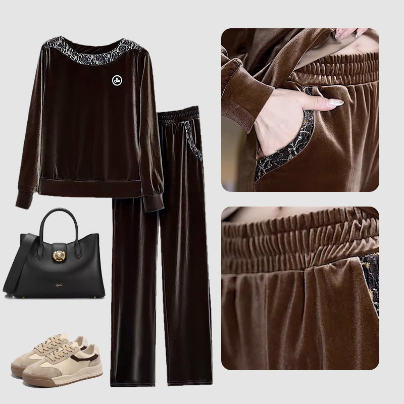Women's Casual Lounge Set Soft Long Sleeve Top And Pants