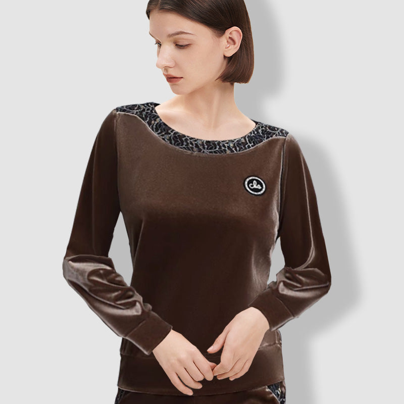 Women's Casual Lounge Set Soft Long Sleeve Top And Pants