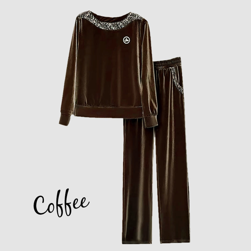 Women's Casual Lounge Set Soft Long Sleeve Top And Pants