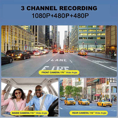 Vehicle Night Vision Dash Camera 3 Channel Recording System