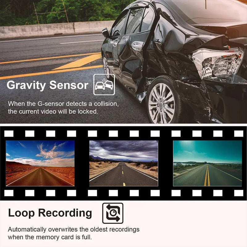Vehicle Night Vision Dash Camera 3 Channel Recording System