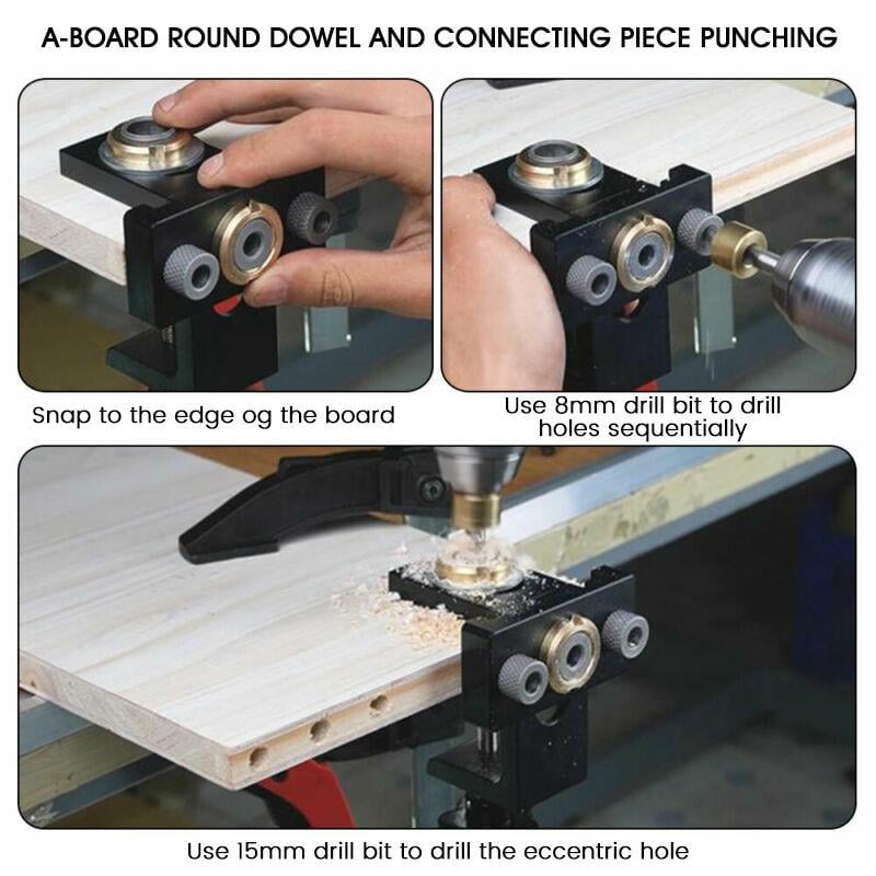 Adjustable Doweling Jig 3 In 1 Woodworking Locator Puncher Tool