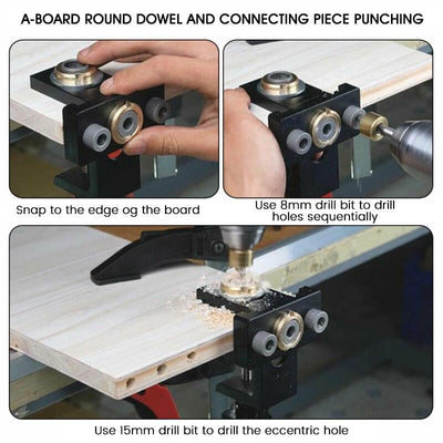 Adjustable Doweling Jig 3 In 1 Woodworking Locator Puncher Tool