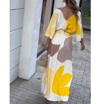 Women's V-Neck High Waisted Dress Elegant Fit Stylish Design