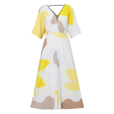 Women's V-Neck High Waisted Dress Elegant Fit Stylish Design