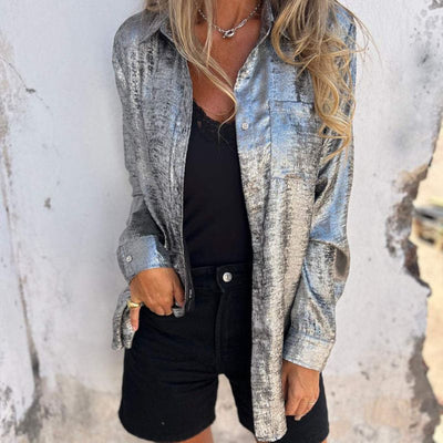 Women's Casual Lapel Collar Shirt Stylish Turn Down Collar Top