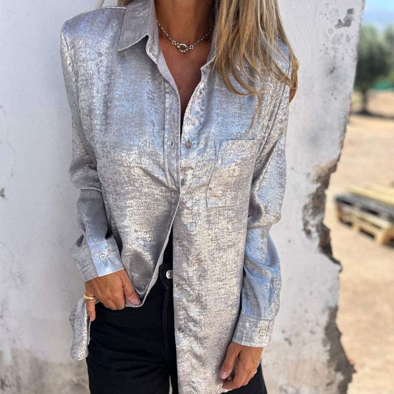 Women's Casual Lapel Collar Shirt Stylish Turn Down Collar Top