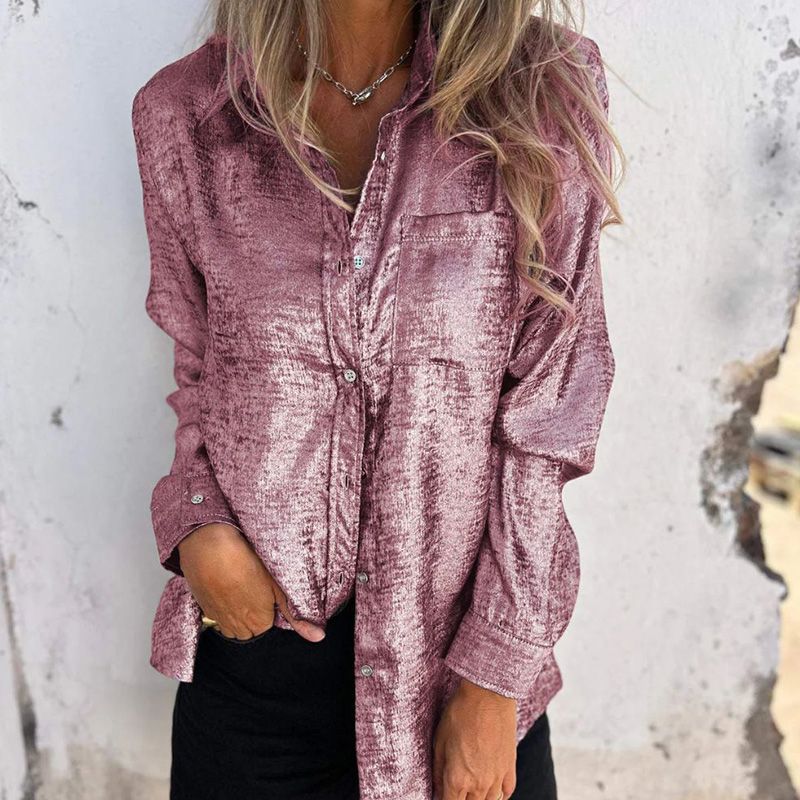 Women's Casual Lapel Collar Shirt Stylish Turn Down Collar Top