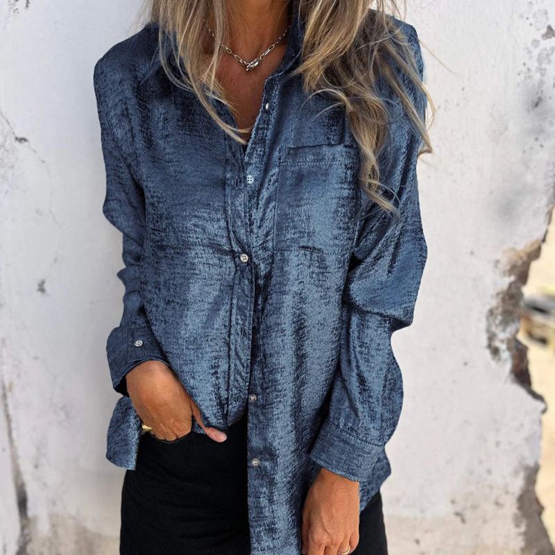 Women's Casual Lapel Collar Shirt Stylish Turn Down Collar Top