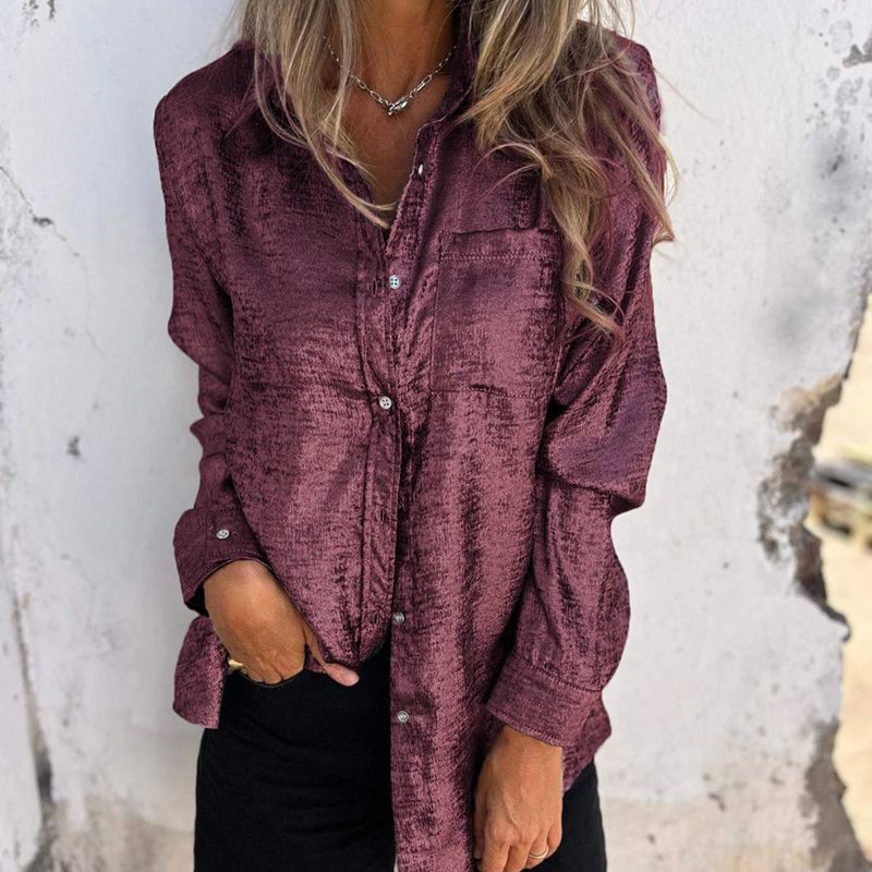 Women's Casual Lapel Collar Shirt Stylish Turn Down Collar Top
