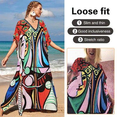 Print Long Beach Cover-up Dress For Women Summer Beachwear