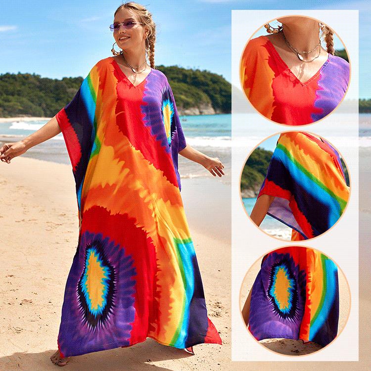 Print Long Beach Cover-up Dress For Women Summer Beachwear