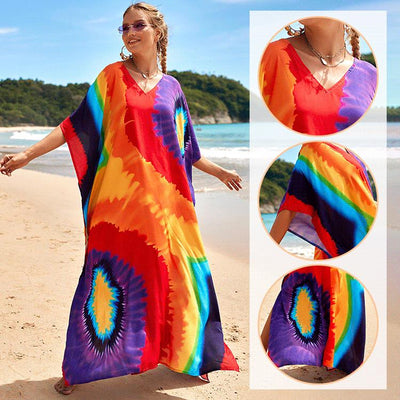 Print Long Beach Cover-up Dress For Women Summer Beachwear