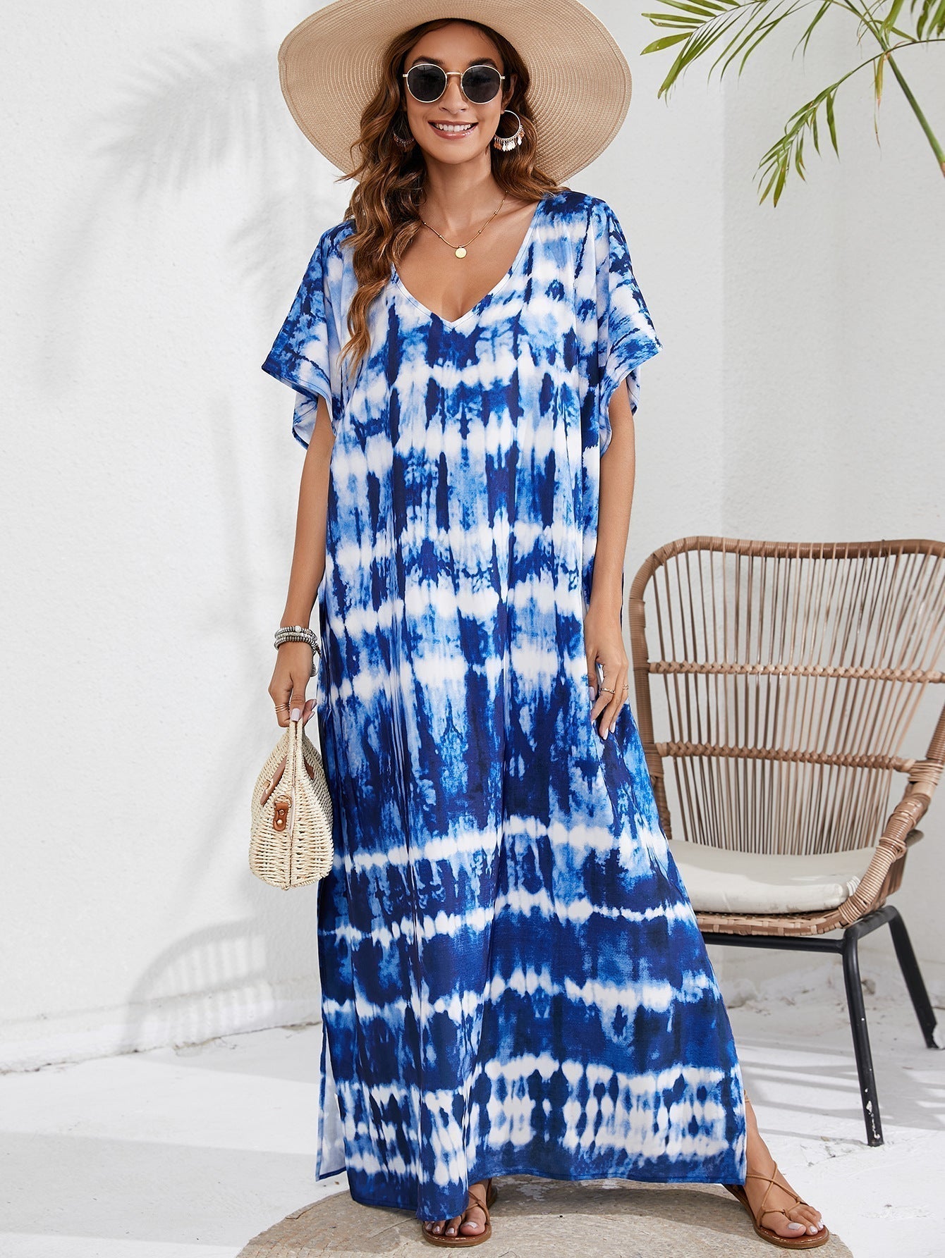 Print Long Beach Cover-up Dress For Women Summer Beachwear