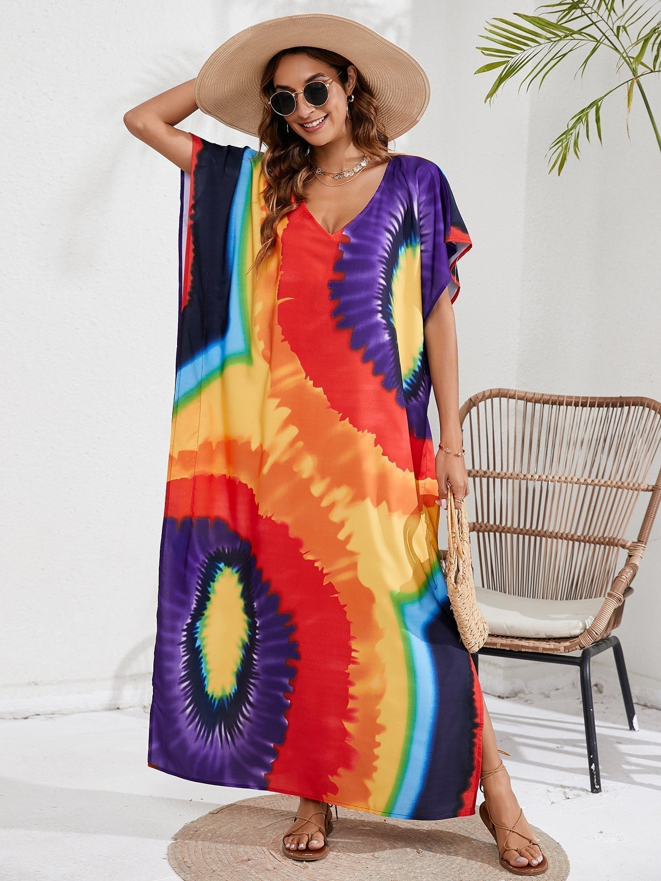 Print Long Beach Cover-up Dress For Women Summer Beachwear