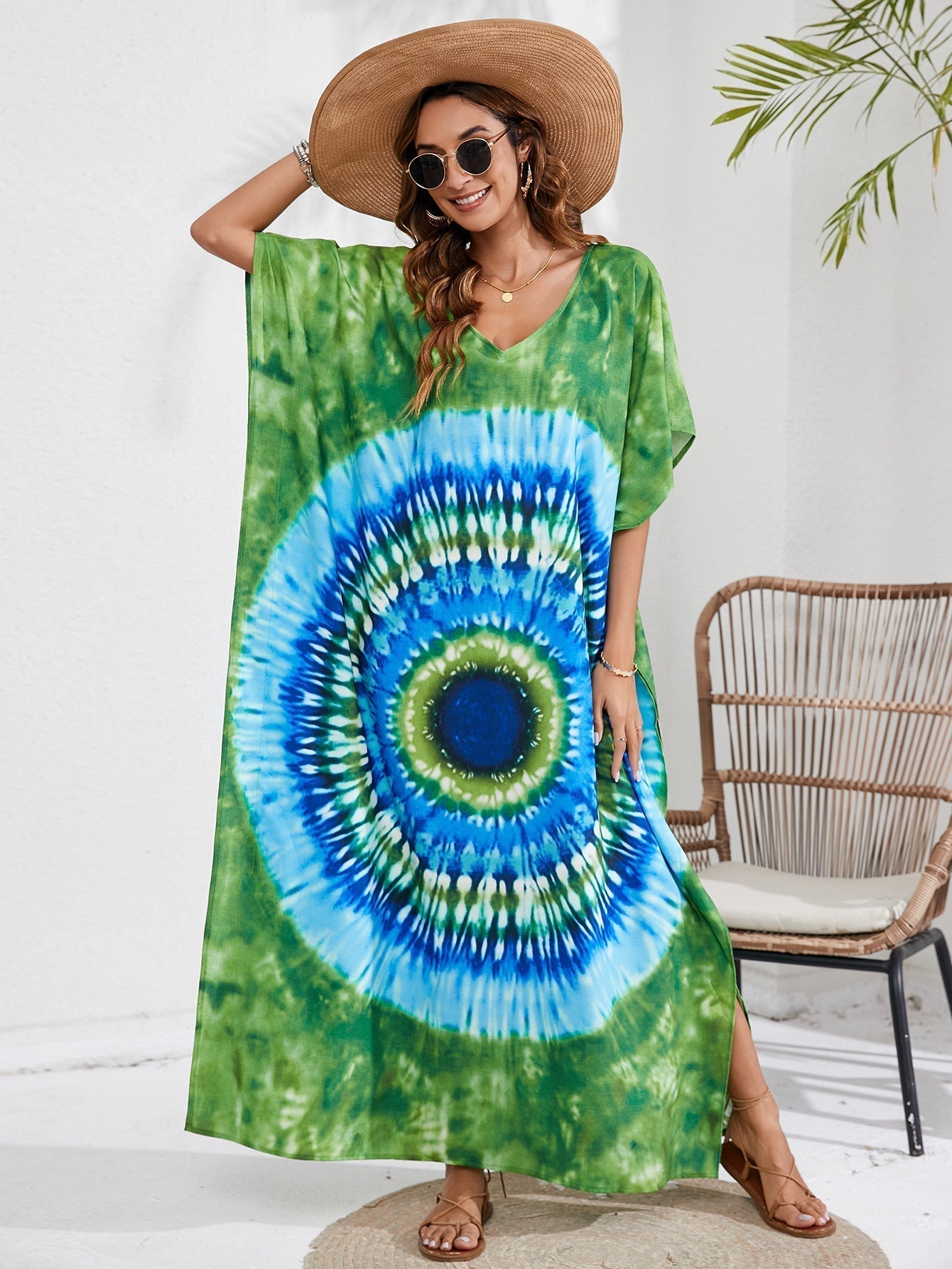 Print Long Beach Cover-up Dress For Women Summer Beachwear