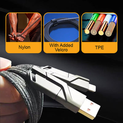 4-in-1 Fast Charging Cable With Data Sync For Multiple Devices