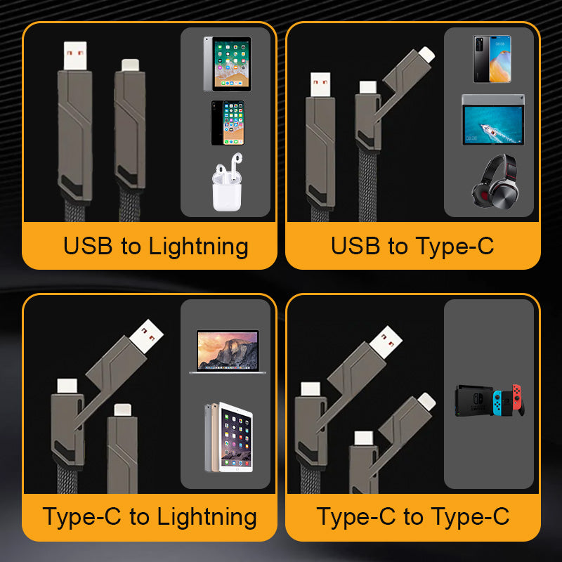 4-in-1 Fast Charging Cable With Data Sync For Multiple Devices