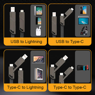 4-in-1 Fast Charging Cable With Data Sync For Multiple Devices
