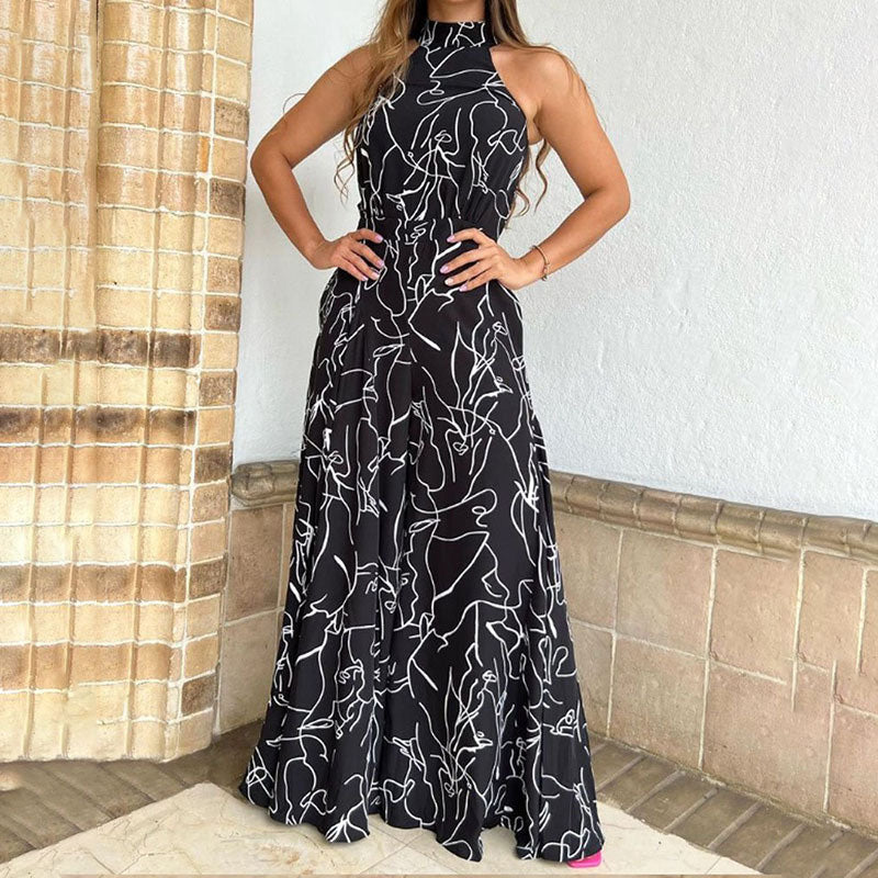 Women's Slim Fit Wide Leg Jumpsuit Printed Stylish Design