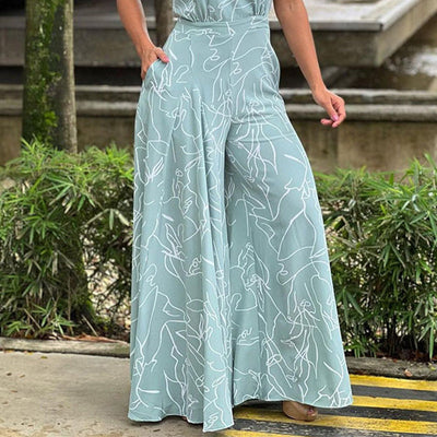 Women's Slim Fit Wide Leg Jumpsuit Printed Stylish Design