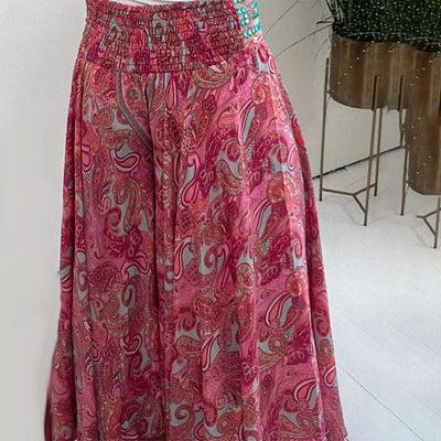 Ethnic Paisley Print Lightweight Elastic Waist Patchwork Pants