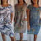 Botanical Print Dress For Women Round Neck Stylish Summer Wear