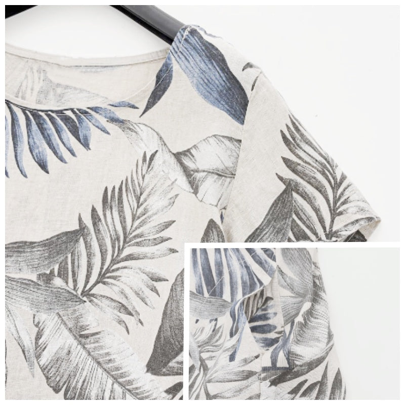 Botanical Print Dress For Women Round Neck Stylish Summer Wear