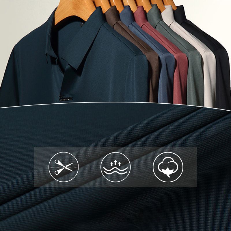Men’s Casual Lapel T-shirt Wrinkle-Free Breathable Summer Tee