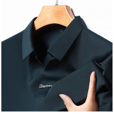 Men’s Casual Lapel T-shirt Wrinkle-Free Breathable Summer Tee