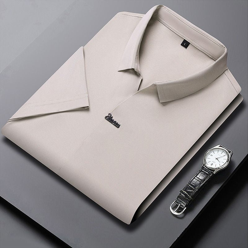 Men’s Casual Lapel T-shirt Wrinkle-Free Breathable Summer Tee